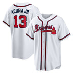 Atlanta Braves #13 Ronald Acuna Jr. White AmberGomez Home Replica Player Name Jersey