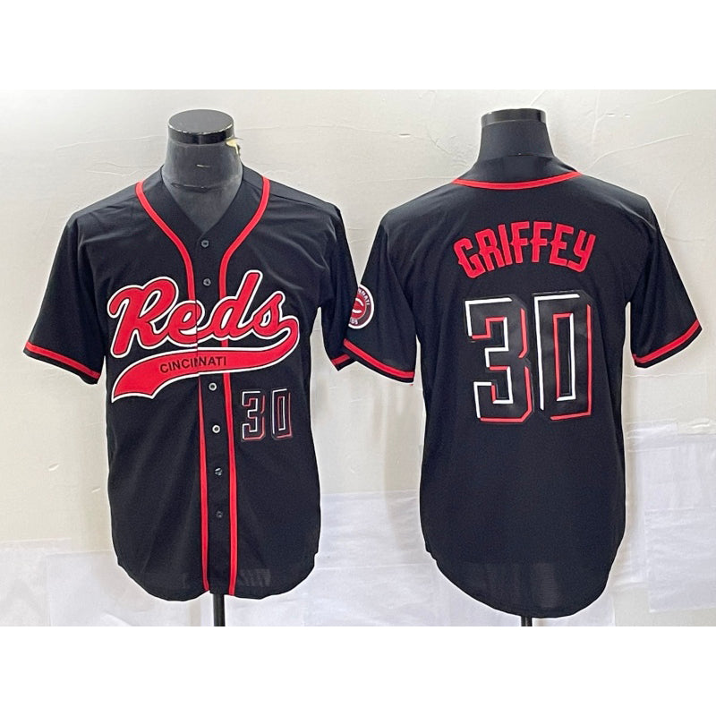 Cincinnati Reds #30 Ken Griffey Jr Number Black AmberGomez 2023 City Connect Cool Base Stitched Jersey 2