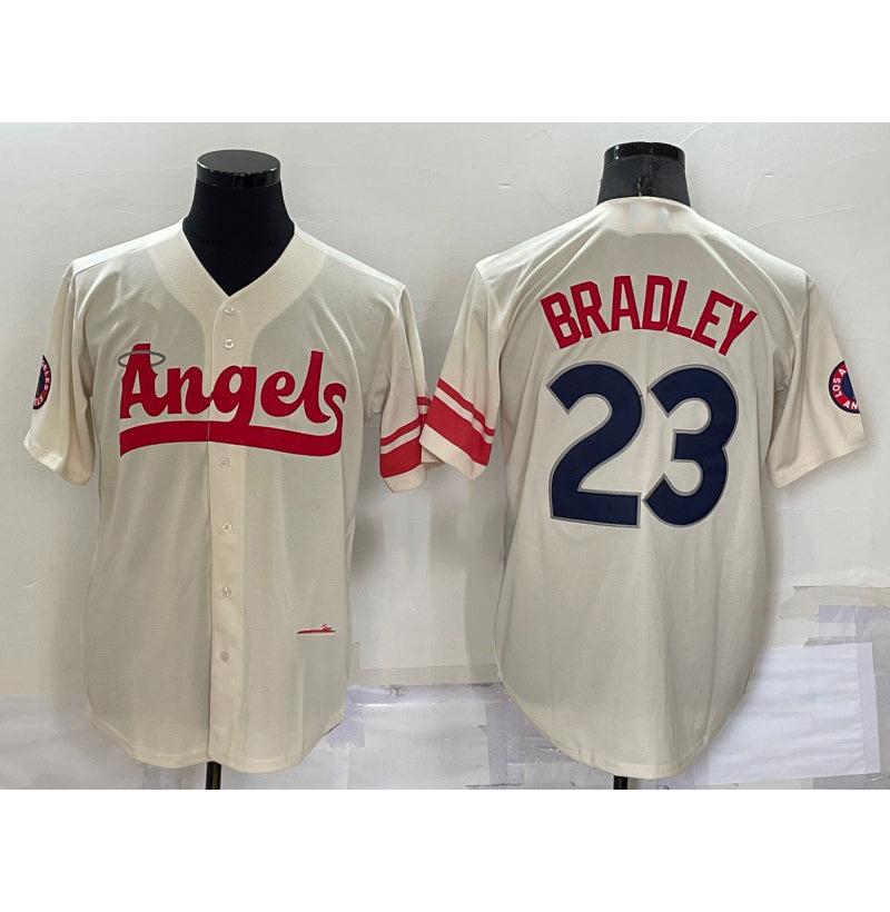 Los Angeles Angels #23 Archie Bradley Cream AmberGomez 2022 City Connect Cool Base Stitched Jersey