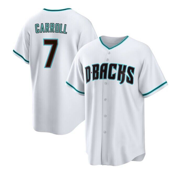 Arizona Diamondbacks #7 Corbin Carroll White AmberGomez Cool Base Stitched Jerseys