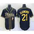 Pittsburgh Pirates #21 Roberto Clemente Number Black AmberGomez Cool Base Stitched Jersey 1