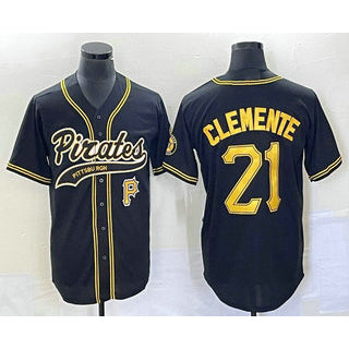 Pittsburgh Pirates #21 Roberto Clemente Number Black AmberGomez Cool Base Stitched Jersey 1