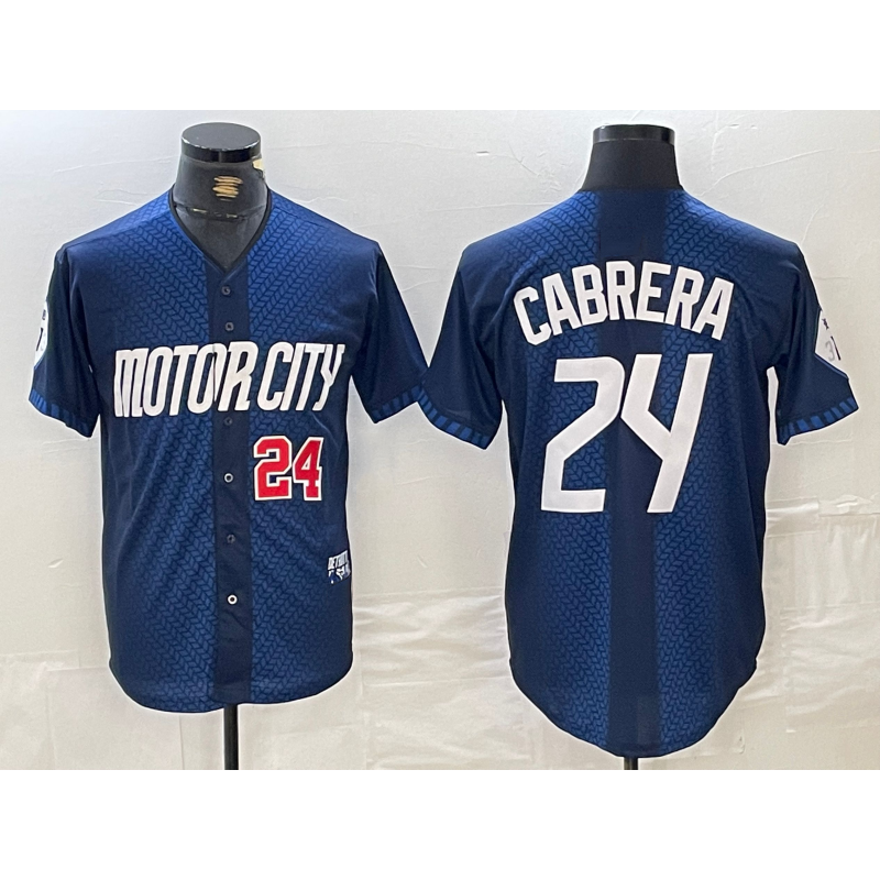 Detroit Tigers #24 Miguel Cabrera Number Navy AmberGomez 2024 City Connect Cool Base Limited Stitched Jersey