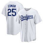 Los Angeles Dodgers #25 Tommy Edman White AmberGomez Home Replica Jersey