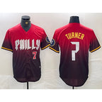 Philadelphia Phillies #7 Trea Turner Red AmberGomez 2024 City Player Number Cool Base Jerseys