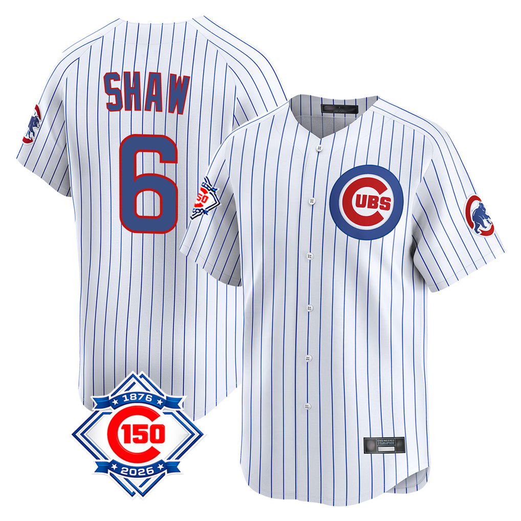 Chicago Cubs #6 Matt Shaw Player White AmberGomez 150th Anniversary Limited Home Game Stitched Jerseys