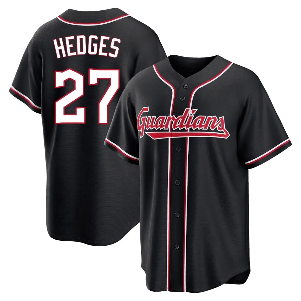 Cleveland Guardians #27 Austin Hedges Player Black AmberGomez Fashion Out Home Game Stitched Jerseys