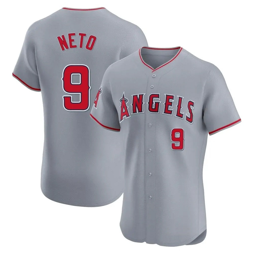 Los Angeles Angels #9 Zach Neto Player Gray AmberGomez Home Limited Elite Stitched Jerseys
