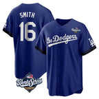 Los Angeles Dodgers #16 Will Smith Player Royal AmberGomez World Series City Connect Home Game Stitched Jerseys