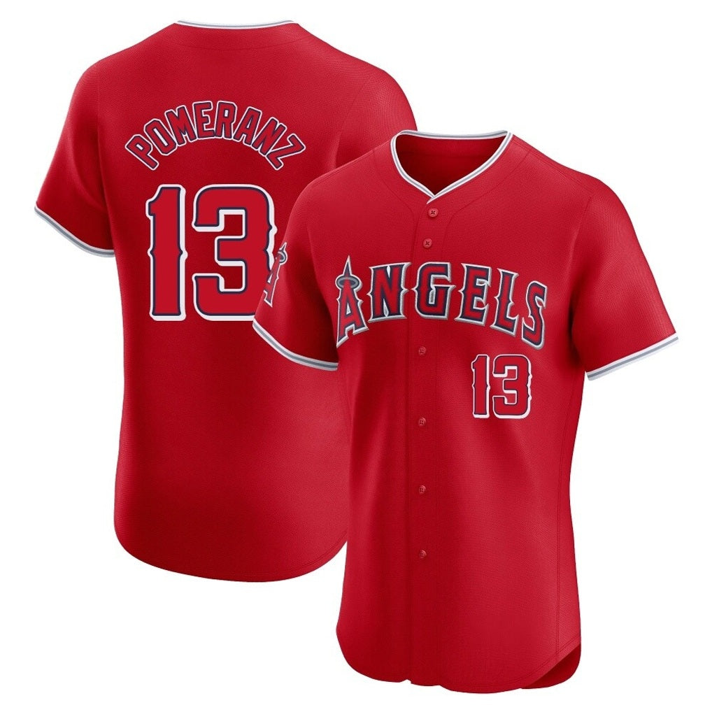 Los Angeles Angels #13 Drew Pomeranz Player Red AmberGomez Home Limited Elite Stitched Jerseys