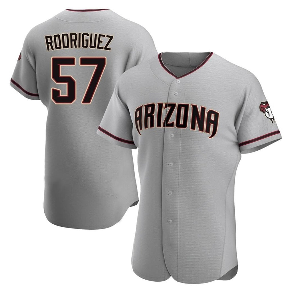 Arizona Diamondbacks #57 Eduardo Rodriguez Player Gray AmberGomez Road Limited Elite Home Game Stitched Jerseys
