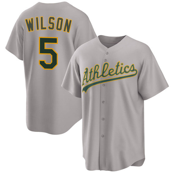 Oakland Athletics #5 Jacob Wilson Gray AmberGomez 2024 Away Limited Stitched Jersey