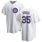 Chicago Cubs #35 Justin Steele Home White AmberGomez Cool Base Jersey