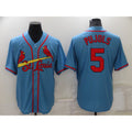 St. Louis Cardinals #5 Albert Pujols Light Blue AmberGomez Stitched Cool Base Jersey