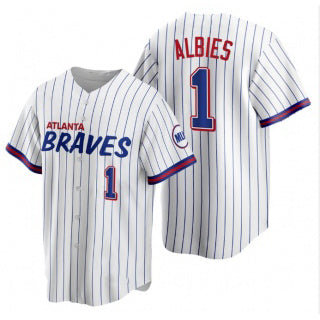 Atlanta Braves #1 Ozzie Albies White AmberGomez 2021 City Connect Stitched Jersey