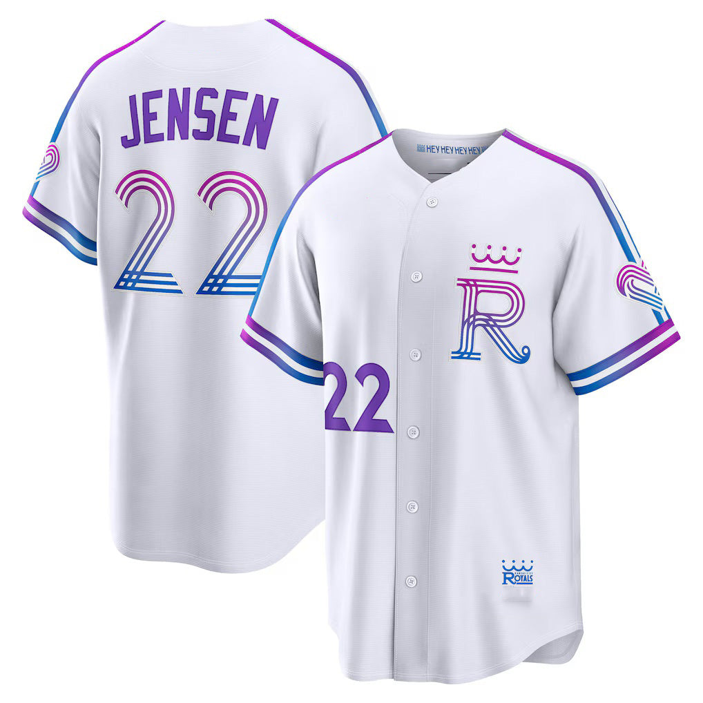 Kansas City Royals #22 Carter Jensen White AmberGomez 2026 City Connect Stadium Jersey