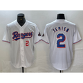 Texas Rangers #2 Marcus Semien Number White AmberGomez 2023 World Series Champions Cool Base Jerseys