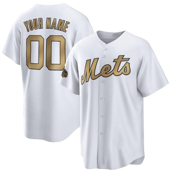 Custom New York Mets Active Player White AmberGomez 2022 All-Star Cool Base Stitched Jersey