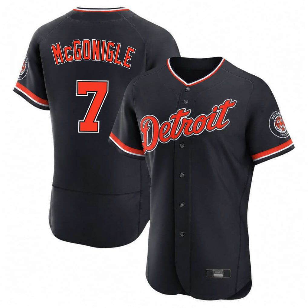 Detroit Tigers #7 Kevin McGonigle Player Navy AmberGomez Limited Elite Home Game Stitched Jerseys