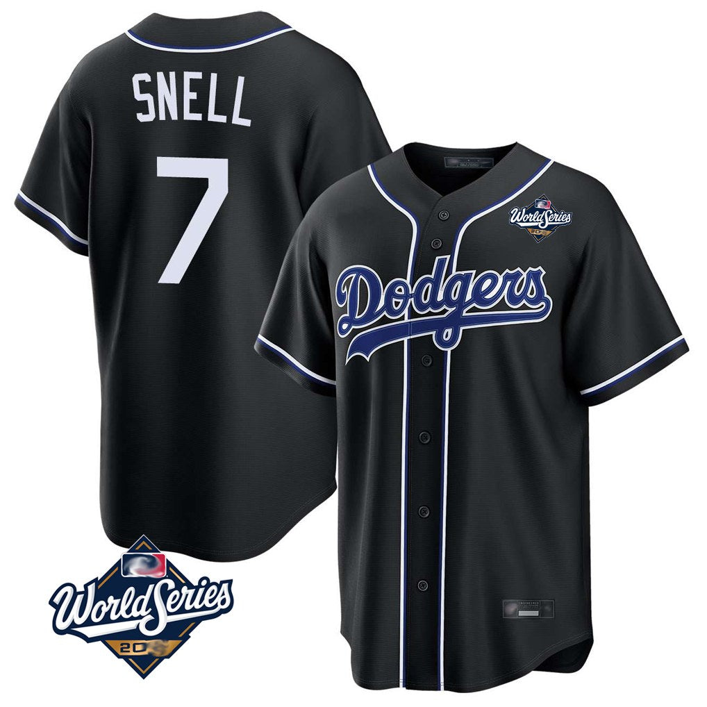 Los Angeles Dodgers #7 Blake Snell Player Black AmberGomez Carbon Limited World Series Home Stitched Jerseys