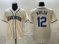 Seattle Mariners #12 Josh Naylor Cream AmberGomez Alternate Stitched Jersey