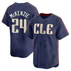 Cleveland Guardians #24 Triston McKenzie Player Navy AmberGomez City Connect Limited Home Stitched Jerseys