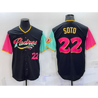 San Diego Padres #22 Juan Soto Number Black AmberGomez 2022 City Connect Cool Base Stitched Jersey