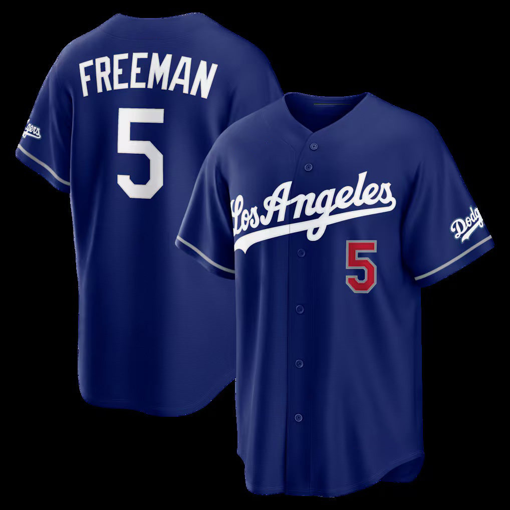 Los Angeles Dodgers #5 Freddie Freeman Royal AmberGomez Alternate Stadium Jersey