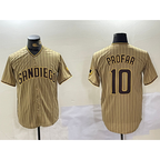 San Diego Padres #10 Jurickson Profar Khaki AmberGomez Team Logo Cool Base Jersey 2