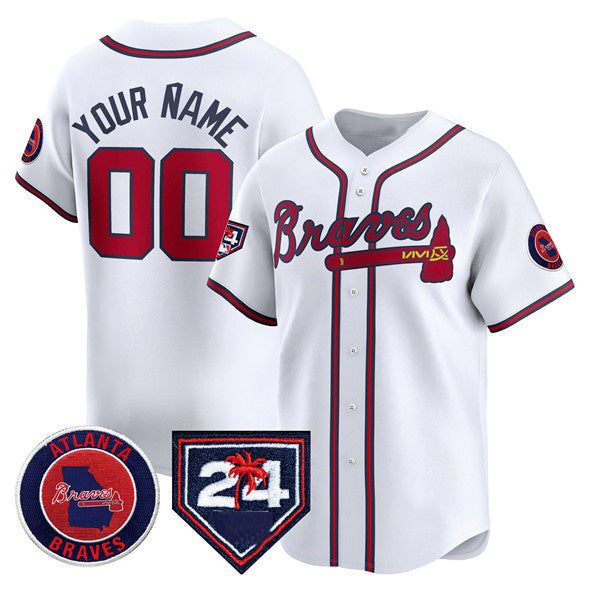 Custom Atlanta Braves White AmberGomez 2024 Spring Training Patch Limited Stitched Jersey