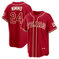Texas Rangers #24 Brandon Nimmo Red AmberGomez 2026 City Connect Stadium Jersey