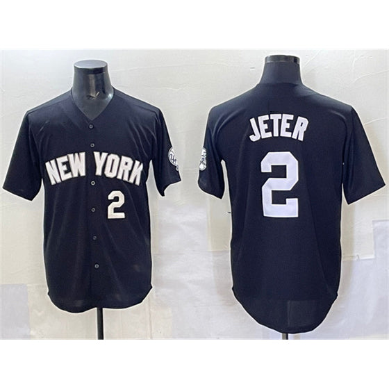 New York Yankees #2 Derek Jeter Black AmberGomez Limited Stitched Jersey
