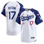 Los Angeles Dodgers #17 Shohei Ohtani Player White-Royal AmberGomez Tokyo Series Vapor Premier Limited Stitched Jerseys