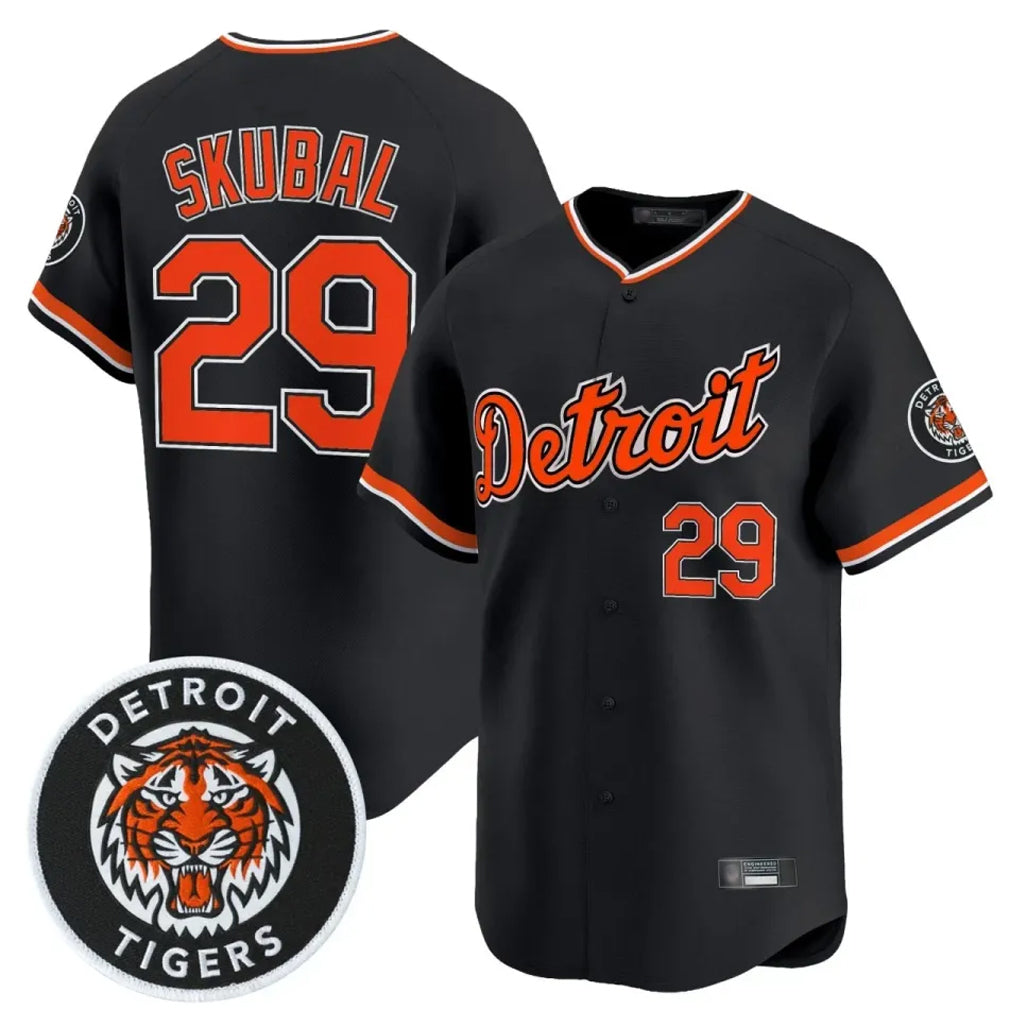 Detroit Tigers #29 Tarik Skubal Player Black AmberGomez Limited Home Stitched Jerseys