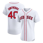 Boston Red Sox #40 Willson Contreras Player White AmberGomez Limited Elite Home Game Stitched Jerseys1