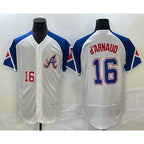 Atlanta Braves #16 Travis dArnaud Number White AmberGomez 2023 City Connect Flex Base Stitched Jersey 2