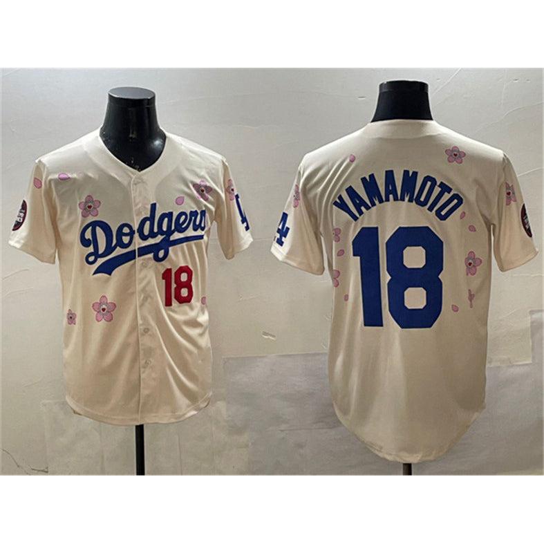 Los Angeles Dodgers #18 Yoshinobu Yamamoto Cream AmberGomez 2025 Tokyo Series Limited Stitched Jersey