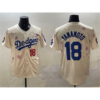 Los Angeles Dodgers #18 Yoshinobu Yamamoto Cream AmberGomez 2025 Tokyo Series Limited Stitched Jersey