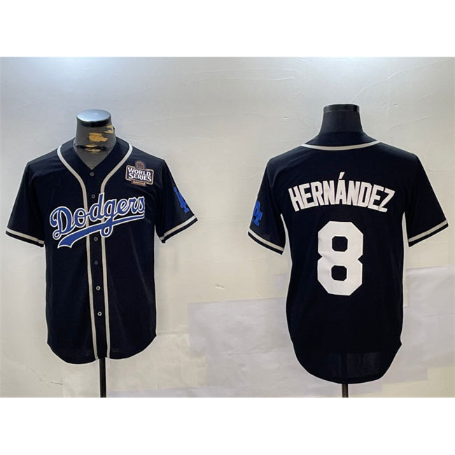 Los Angeles Dodgers #8 Enrique Hern¨¢ndez Black AmberGomez 2024 World Series Cool Base Stitched Jersey