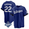 Los Angeles Dodgers #22 Clayton Kershaw Player Royal AmberGomez World Series Meet City Connect Home Game Stitched Jerseys