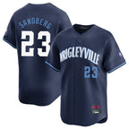 Chicago Cubs #23 Ryne Sandberg Player Navy AmberGomez City Connect Limited Home Stitched Jerseys
