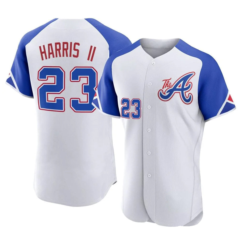 Atlanta Braves #23 Michael Harris II Player White AmberGomez City Connect Limited Elite Home Game Stitched Jerseys