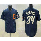 Detroit Tigers #34 Jake Rogers Navy AmberGomez Alternate With Patch Cool Base Stitched Jersey
