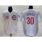 Chicago Cubs #30 Kyle Tucker White AmberGomez Pinstripe 2nd Alternate Limited Stitched Jersey