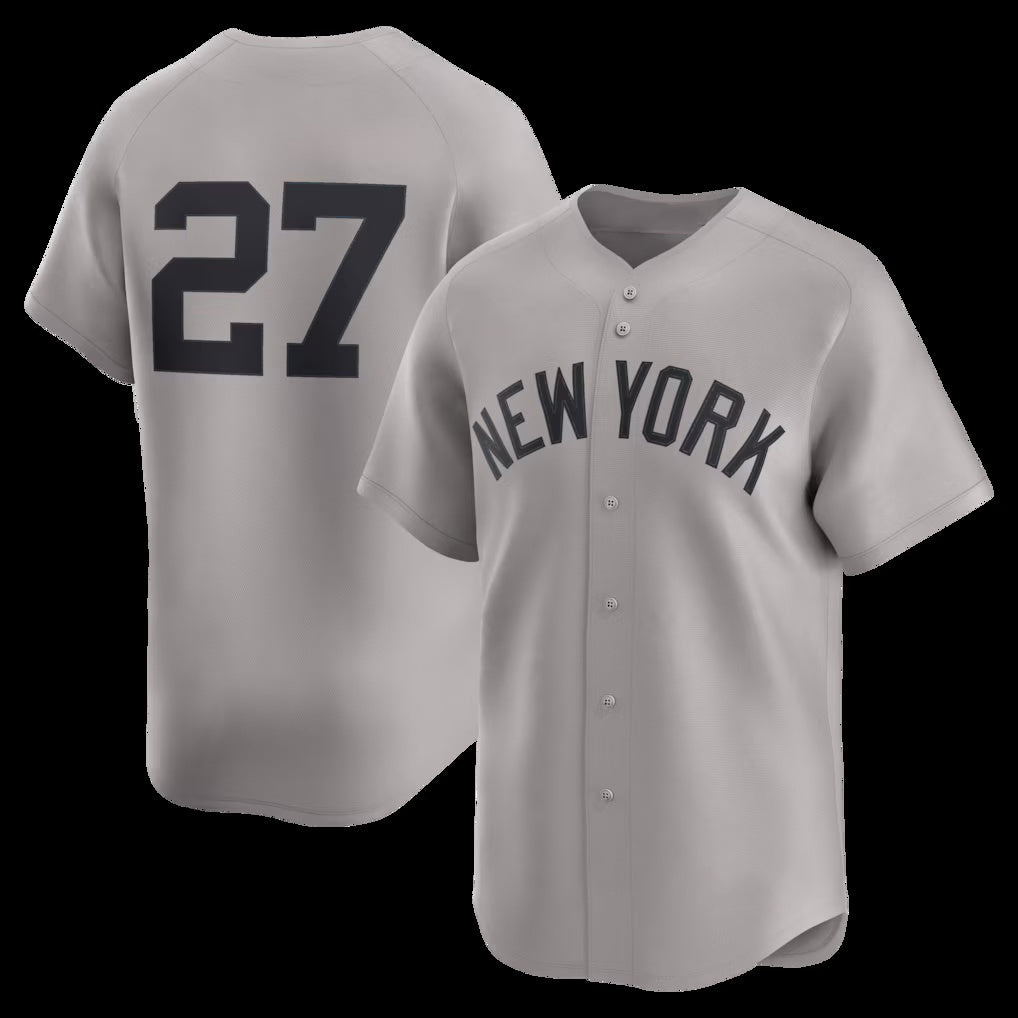 New York Yankees #27 Giancarlo Stanton Gray AmberGomez Road Limited Player Jersey