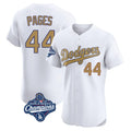 Los Angeles Dodgers #44 Andy Pages Player White Gold AmberGomez World Series Meet Limited Elite Home Stitched Jerseys