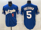 Los Angeles Dodgers #5 Freddie Freeman Royal AmberGomez 2026 Gold Collection 9x & B2B Champs Patch Stitched Jersey