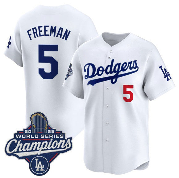 Los Angeles Dodgers #5 Freddie Freeman White AmberGomez 2025 Champions Stitched Jersey