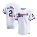 Texas Rangers #2 Marcus Semien White AmberGomez 2023 World Series Champions Stitched Jersey