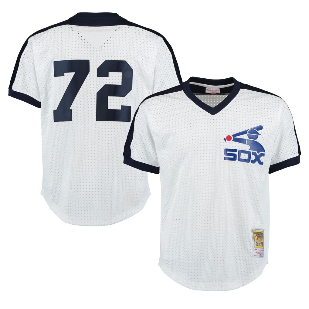 Chicago White Sox #72 Carlton Fisk Player White AmberGomez Mitchell & Ness Cooperstown Collection Mesh Game Stitched Jerseys